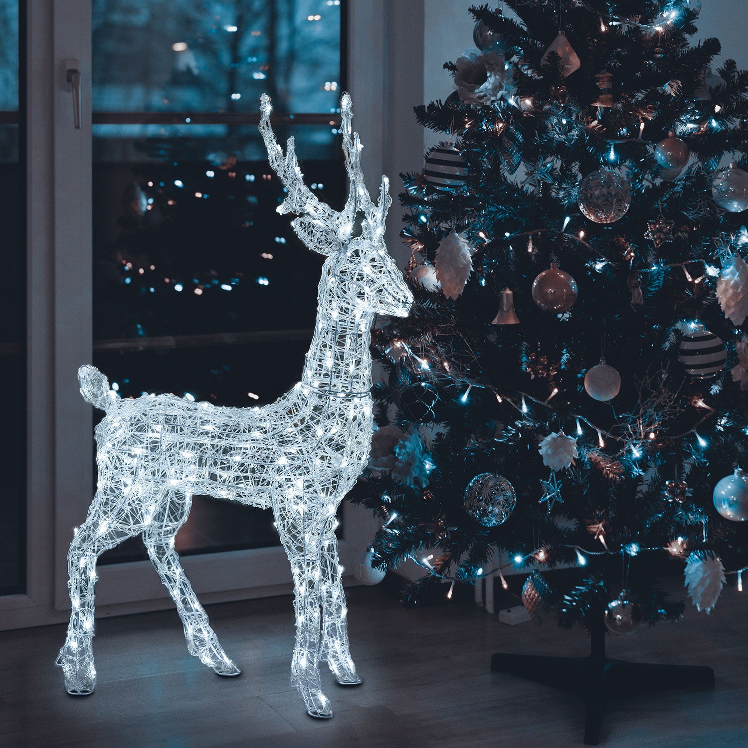 RENNA LUMINOSA 3D H105CM ACRILICO 180 DUAL LED BIANCO CALDO / BIANCO FREDDO