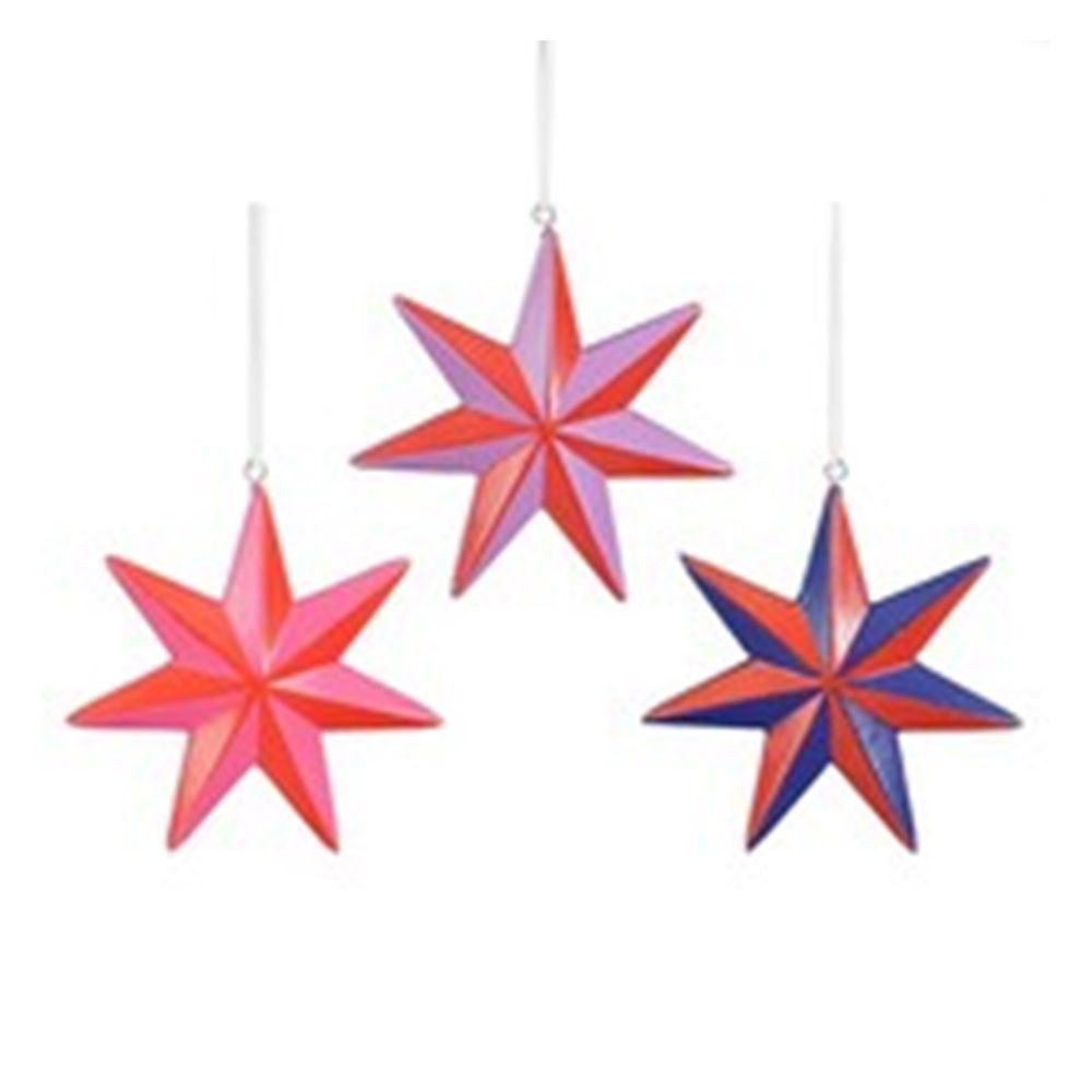 Pendente Stelle H.2,5 D.11 cm Rosso/Blu/Viola Modello Assortito