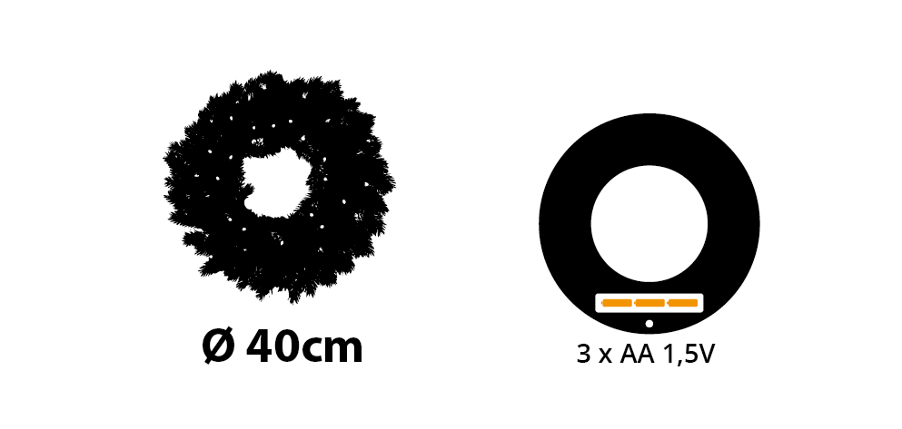 CORONA LUMINOSA D.40CM 150 PE RAMI CON 4 PORTACANDELE A BATTERIA