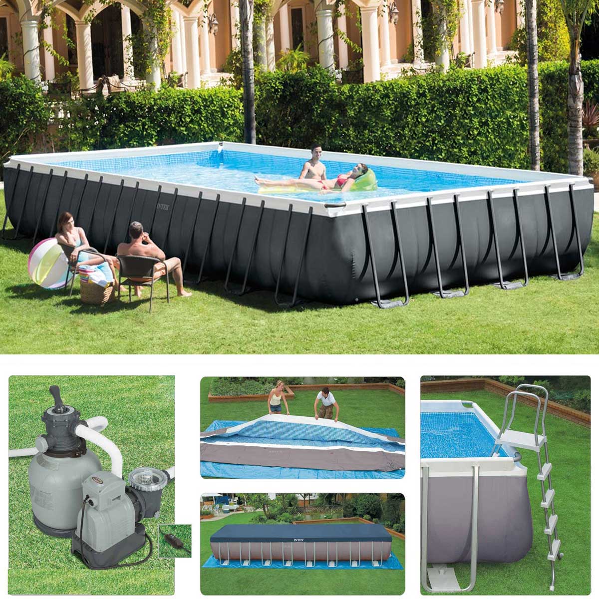 PISCINA ULTRA FRAME CM 975X488X132 RETTANGOLARE CON POMPA E ACCESSORI