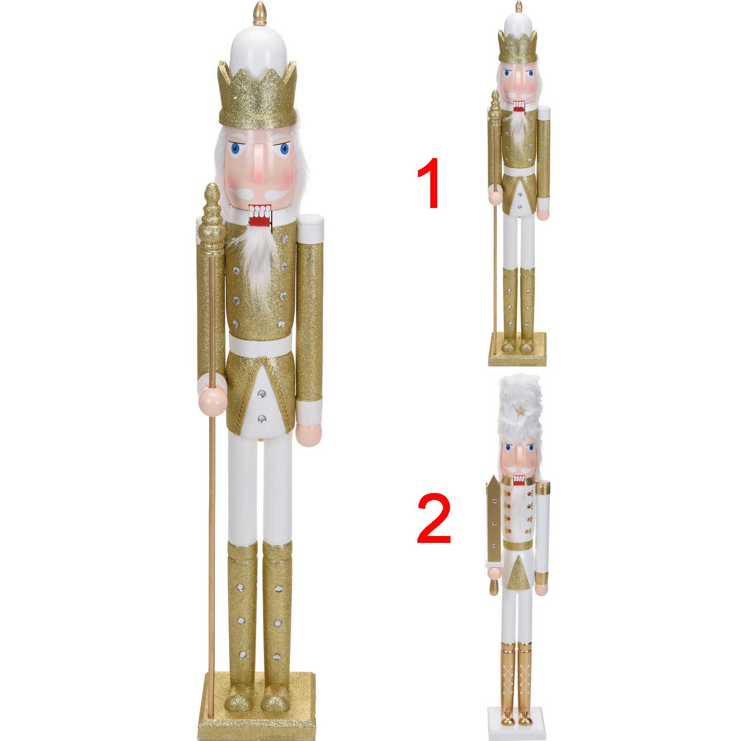 SOLDATINO SCHIACCIANOCI LEGNO 106CM ORO/BIANCO
