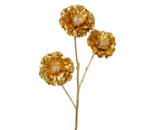 Ramo con tre fiori metallizzati altezza 72 cm oro Peraga Christmas