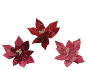 Poinsettia con clip in velluto D 30 cm colori modello assortito Peraga Christmas