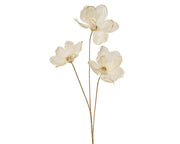 Magnolia su stelo con glitter oro altezza 74 cm crema Peraga Christmas