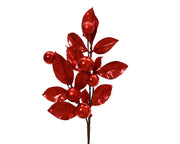 Ramo decorativo glitter altezza 36 cm rosso natalizio Peraga Christmas