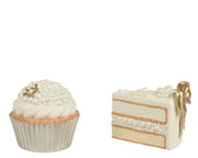Torta decorativa in polyresin con perle 12,5 x 7,9 x 9 cm marrone cammello Peraga Christmas