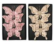 Set 3 farfalle in velluto con clip 11,5 x 8,5 cm colori modello assortito Peraga Christmas