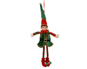 Elfo decorativo in poliestere 10 x 5 x 39 cm verde/rosso Peraga Christmas
