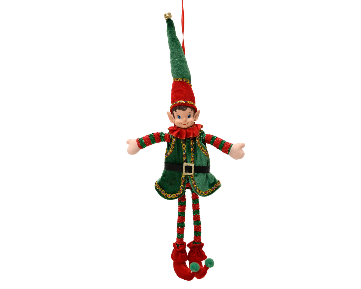 Elfo decorativo in poliestere 10 x 5 x 39 cm verde/rosso Peraga Christmas
