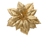 POINSETTIA STELLA DI NATALE DECORATIVA CON GLITTER OROO D24CM