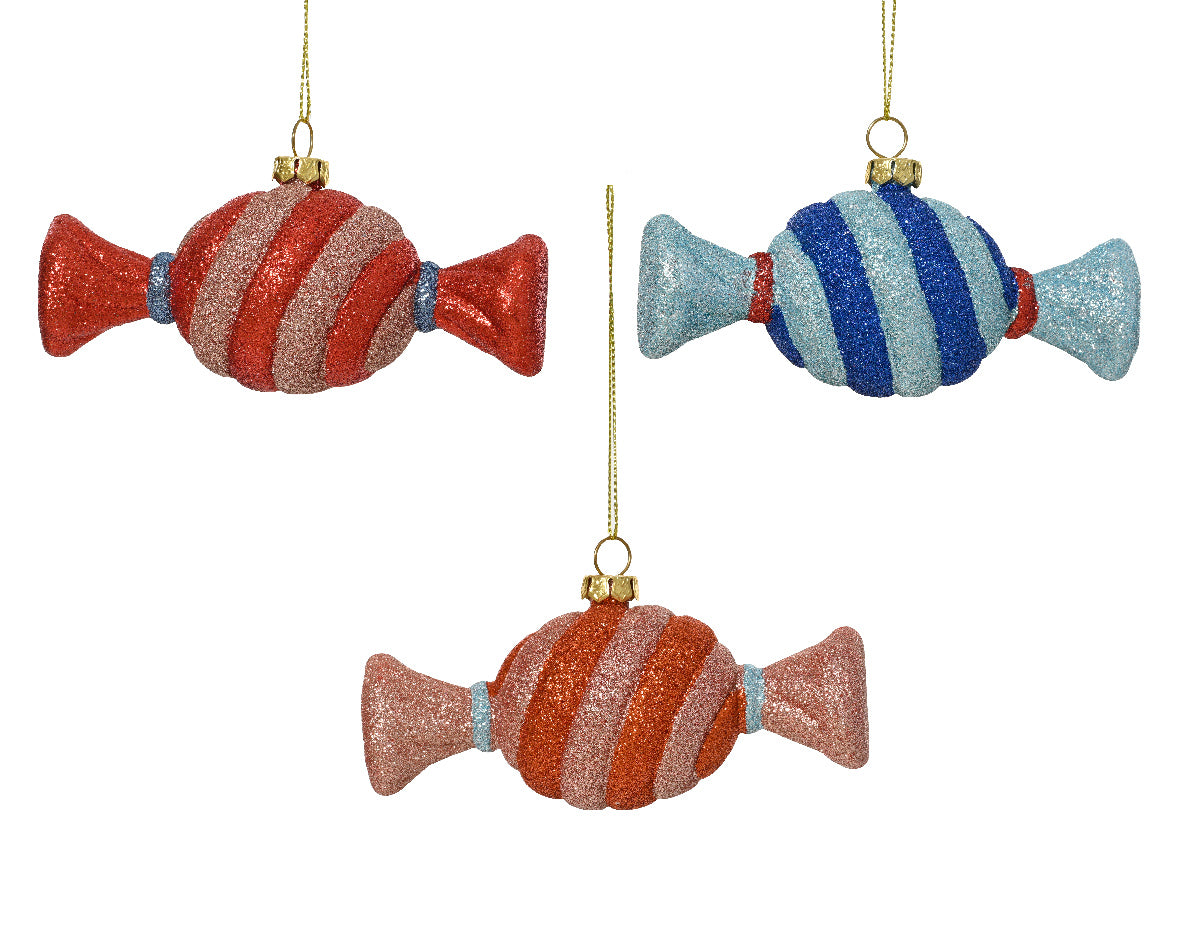 decorazione natalizia appendibile Caramelle Rosse/Arancioni/Blu modello assortito H5.3cm in polistirolo
