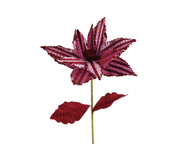 Poinsettia in Velluto Rosa con Stelo H.60 cm