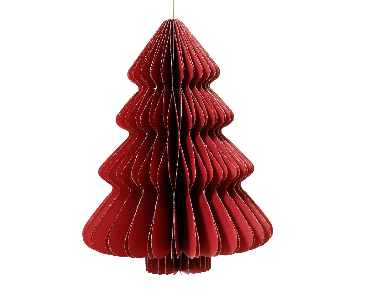 Albero di natale in Carta Rosso appendibile 30cm