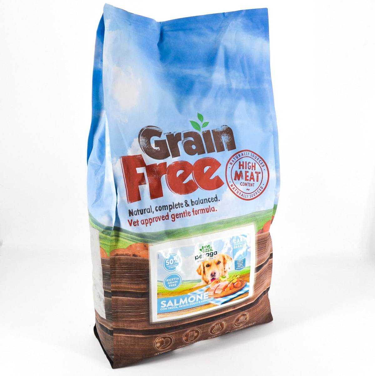 CROCCHETTE PERAGA GRAIN FREE PER CANE ADULTO TAGLIA GRANDE 12KG SALMONE