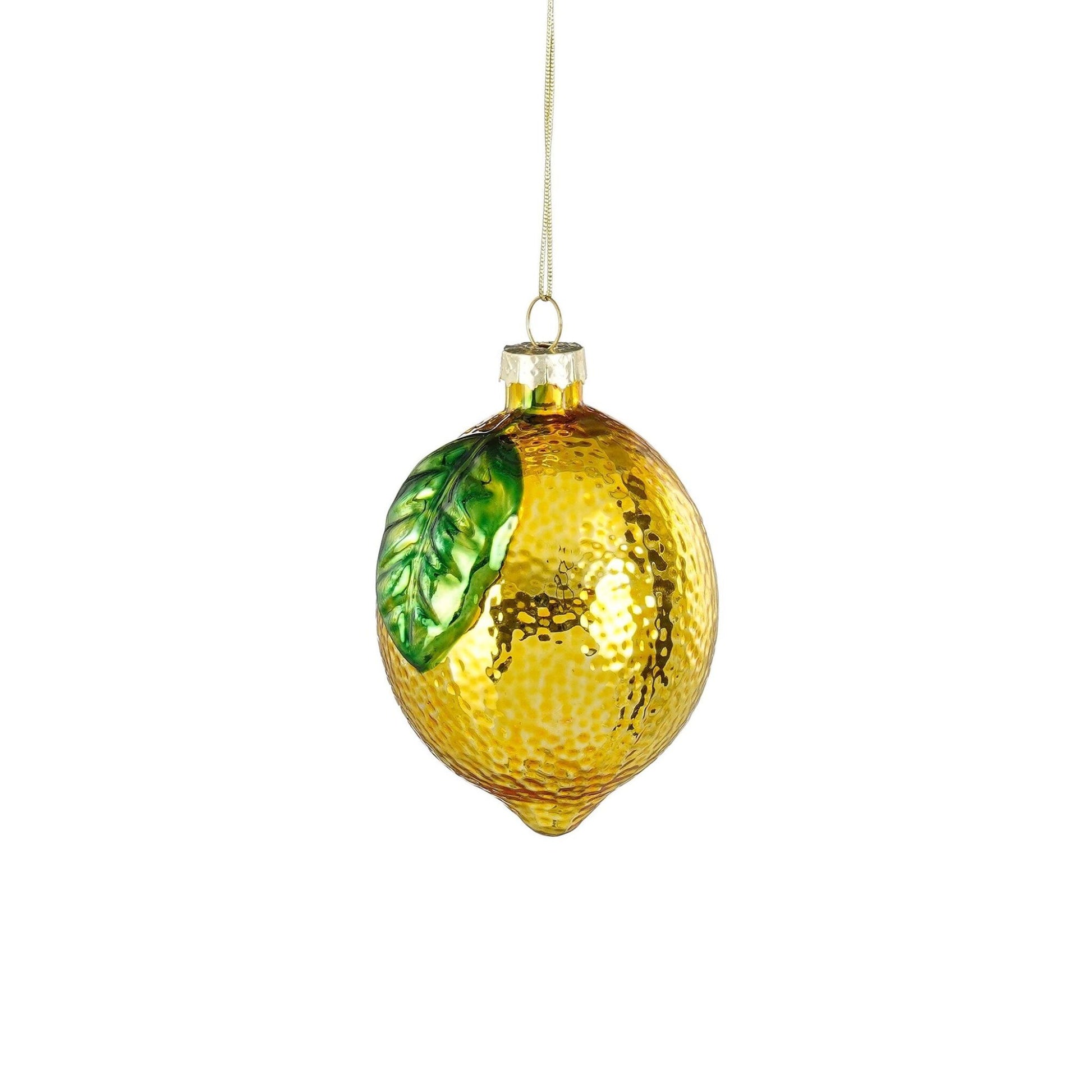 Mica Decorations Decorazione natalizia limone in vetro 6,5 x 6,5 x 9 cm, giallo/verde