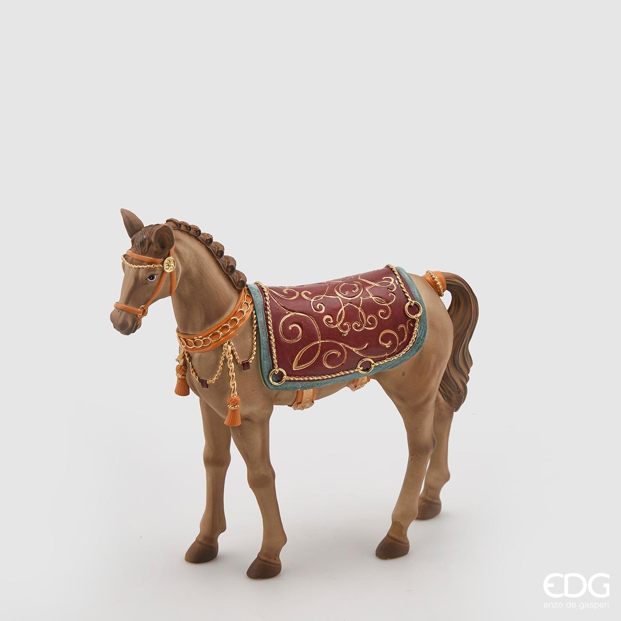 CAVALLO MARRONE CON SELLA 22X21X6,5CM