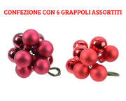 6 DECORAZIONI APPENDIBILI 2CM ROSSO/BORDEAUX ASSORTITI