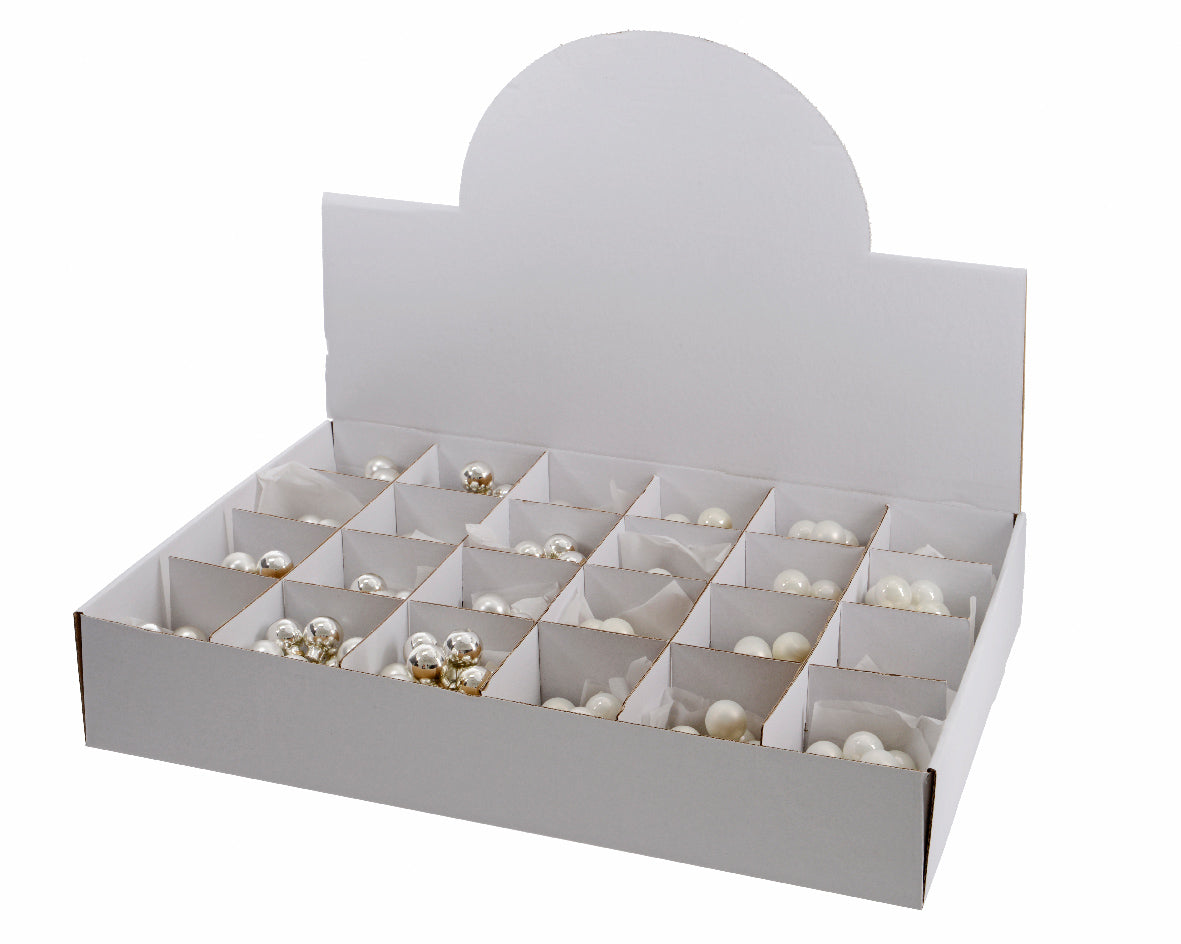 6 DECORAZIONI APPENDIBILI 2CM ARGENTO/BIANCO INVERNO ASSORTITE