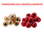 6 DECORAZIONI APPENDIBILI 2CM ORO CHIARO/ROSSO ASSORTITE