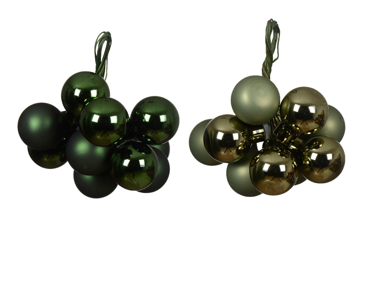 PALLINE DI NATALE IN VETRO, Ø2 CM, COLORE VERDE ASSORTITO