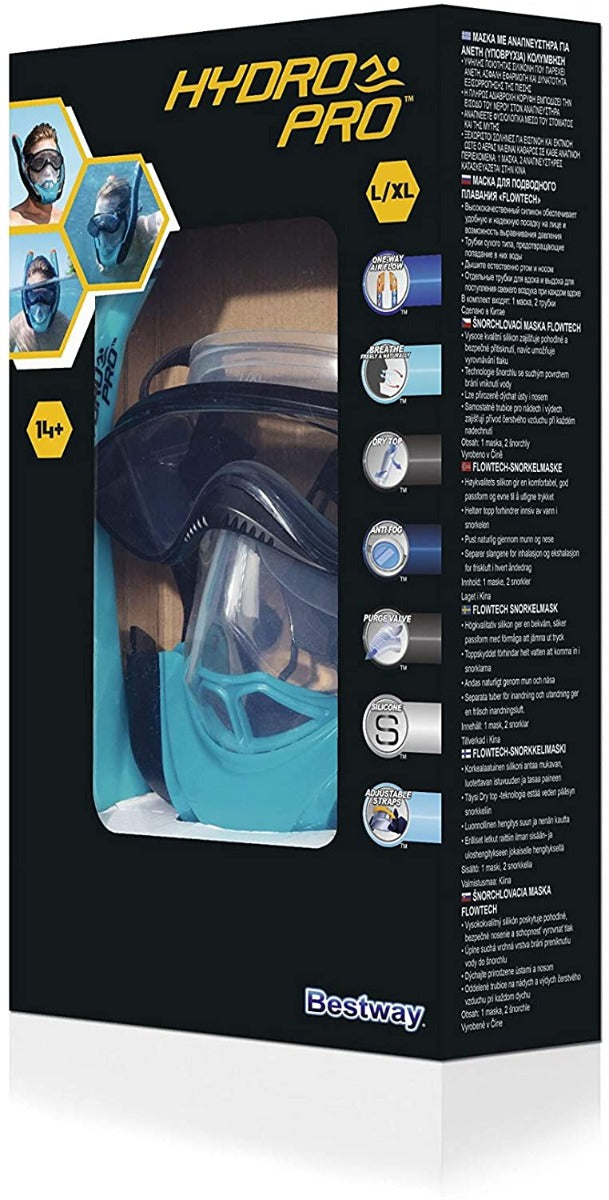 MASCHERA CON BOCCAGLIO DA SNORKELING HYDRO-PRO FLOWTECH L/XL