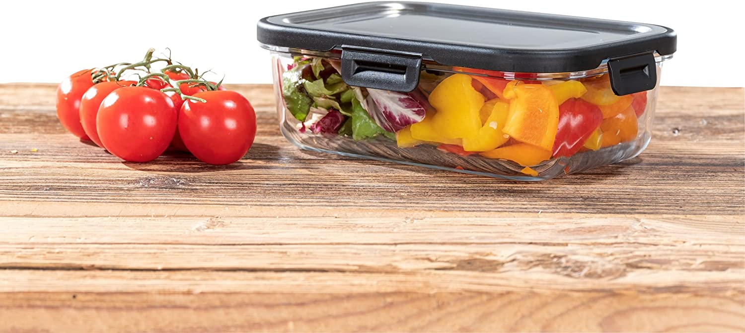 CONTENITORE PER ALIMENTI IN VETRO 1 L COPERCHIO IN ACCIAIO INOX
