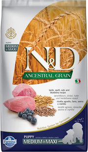 CROCCHETTE CANE N&D ANCESTRAL PUPPY MEDIUM&MAXI AGNELLO, FARRO, AVENA & MIRTILLO 2,5KG