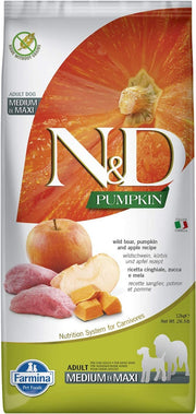 CROCCHETTE PER CANI N&D GRAIN FREE CINGHIALE, ZUCCA E MELA ADULT MEDIUM/MAXI 12 KG