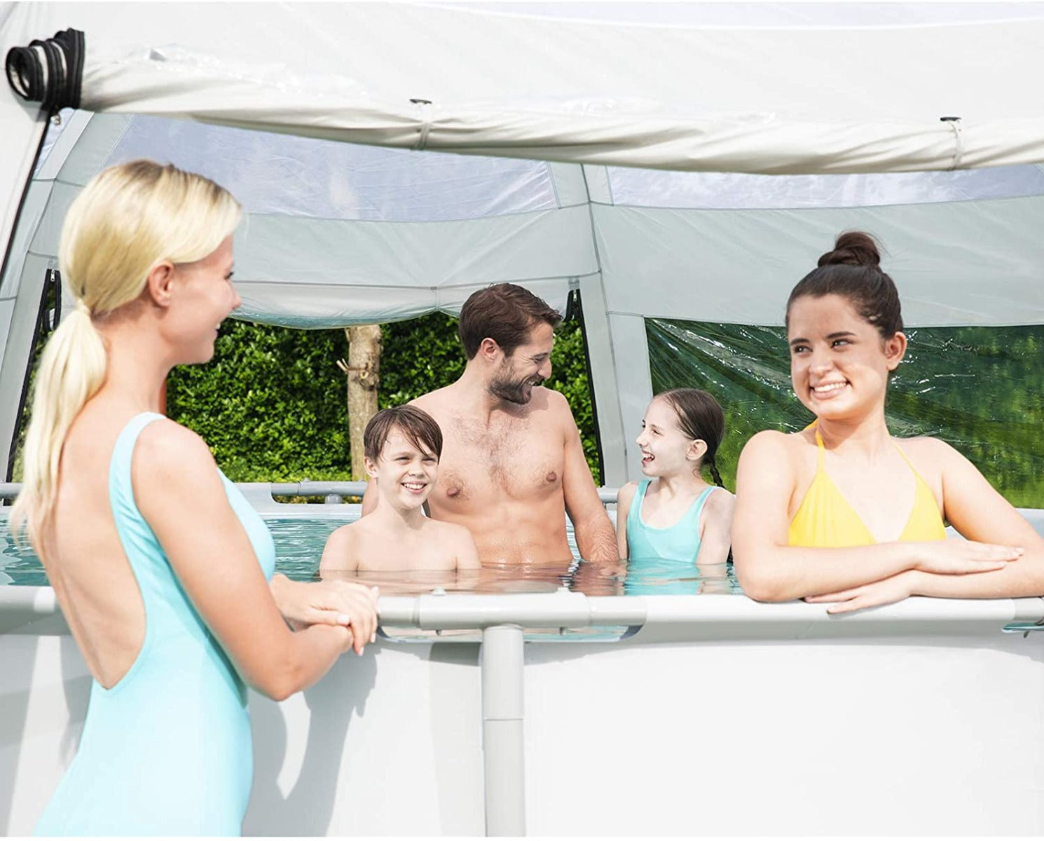 GAZEBO ROTONDO COPRI PISCINA E SPA FINO A 488 CM BESTWAY 58612