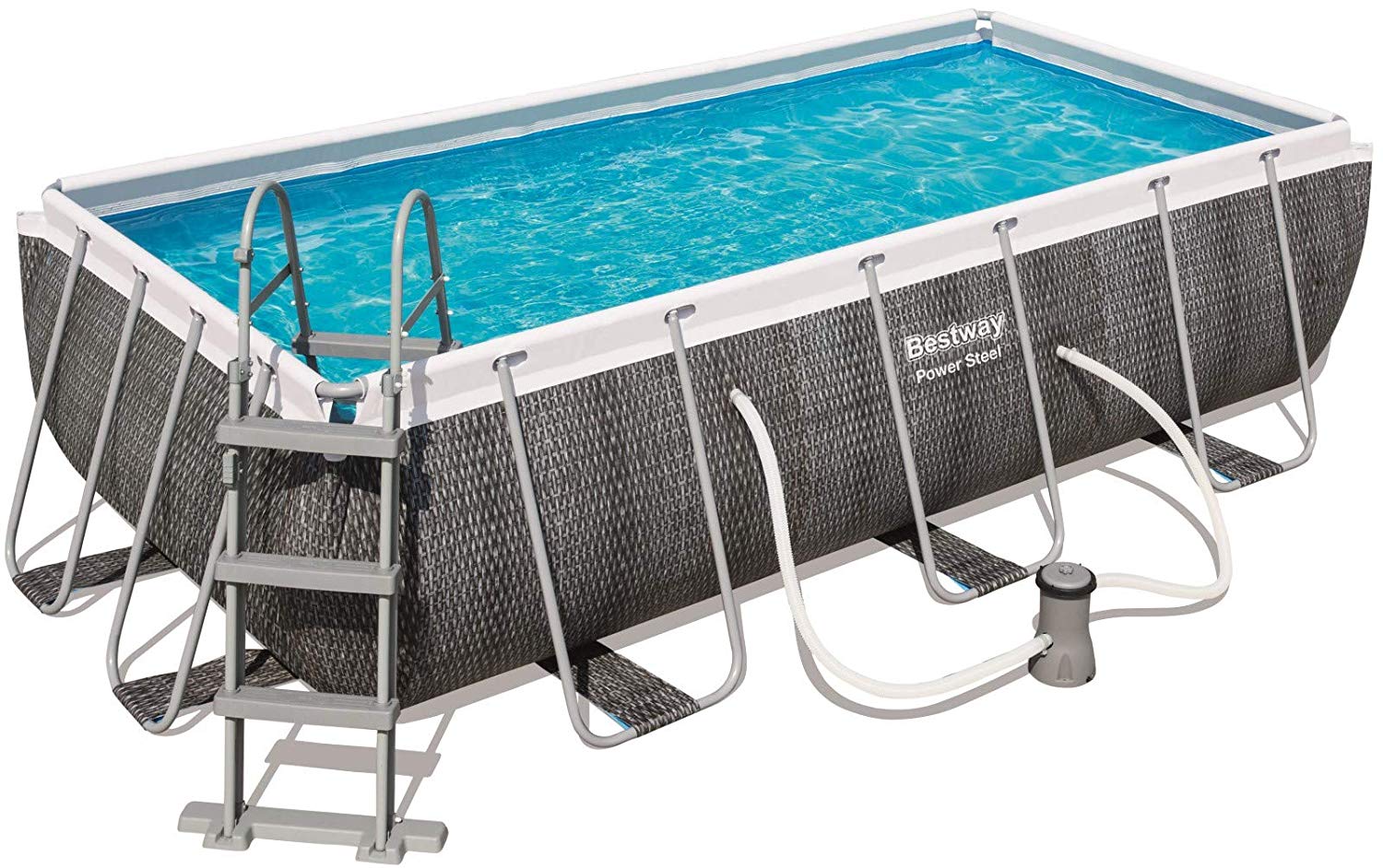 PISCINA RETTANGOLARE POWER STEEL 412X201X122CM CON POMPA FILTRO E SCALETTA