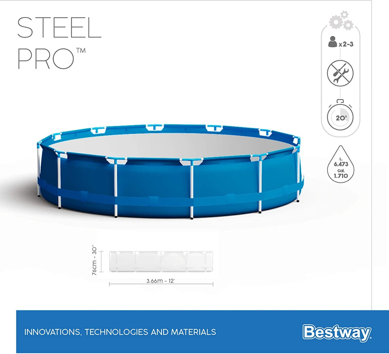 PISCINA ROTONDA STEEL PRO MAX 366X76 CM