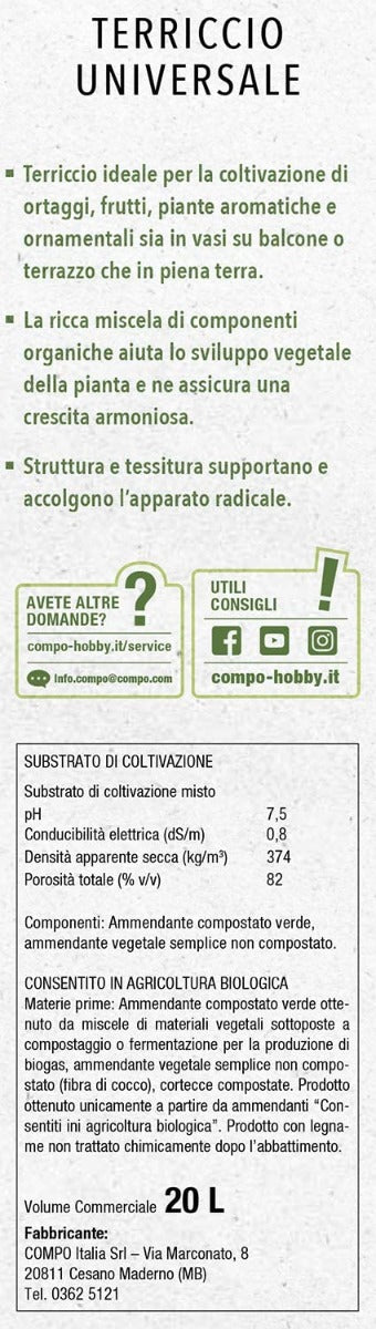 TERRICCIO UNIVERSALE BIO VEGAN ORGANIC & RECYCLED 20LT