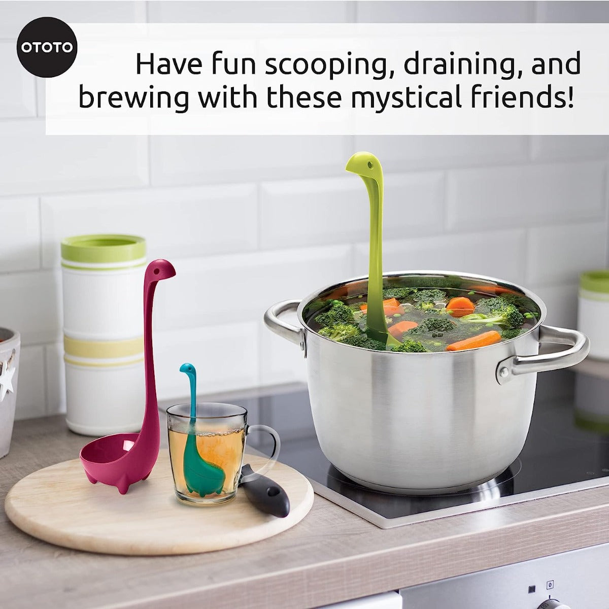 SET 2 MESTOLI DA CUCINA + INFUSORE - NESSIE FAMILY