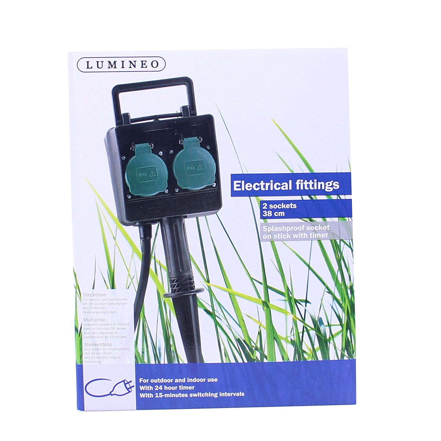 MULTIPRESA DA GIARDINO 2 ENTRATE IP44 CON TIMER