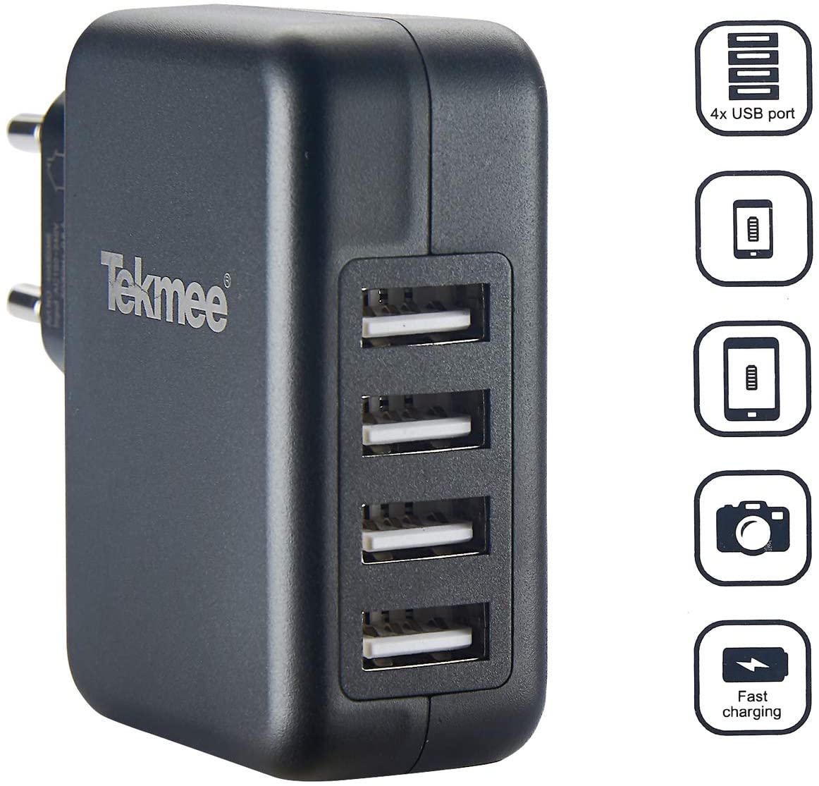 ADATTATORE MULTIPLO CON 4 USB BIANCO/NERO TEKMEE