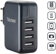 ADATTATORE MULTIPLO CON 4 USB BIANCO/NERO TEKMEE