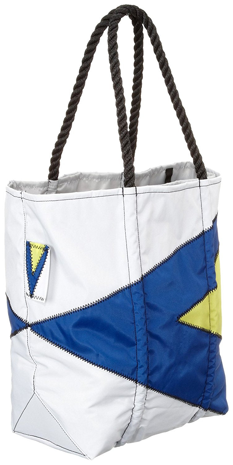 BORSA SHOPPER STREETSHOPPER 5 BIANCO BLU E GIALLO