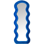 Specchio da Terra in Legno MDF e Velluto 40x150 cm Blu Peraga Home