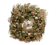 Corona con Sfere Glitter Verde/Oro D.70 cm