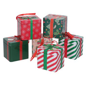 Scatola metallo pacco regalo 6 assortiti 6,5x6x5,6 cm rosso e verde Peraga Christmas