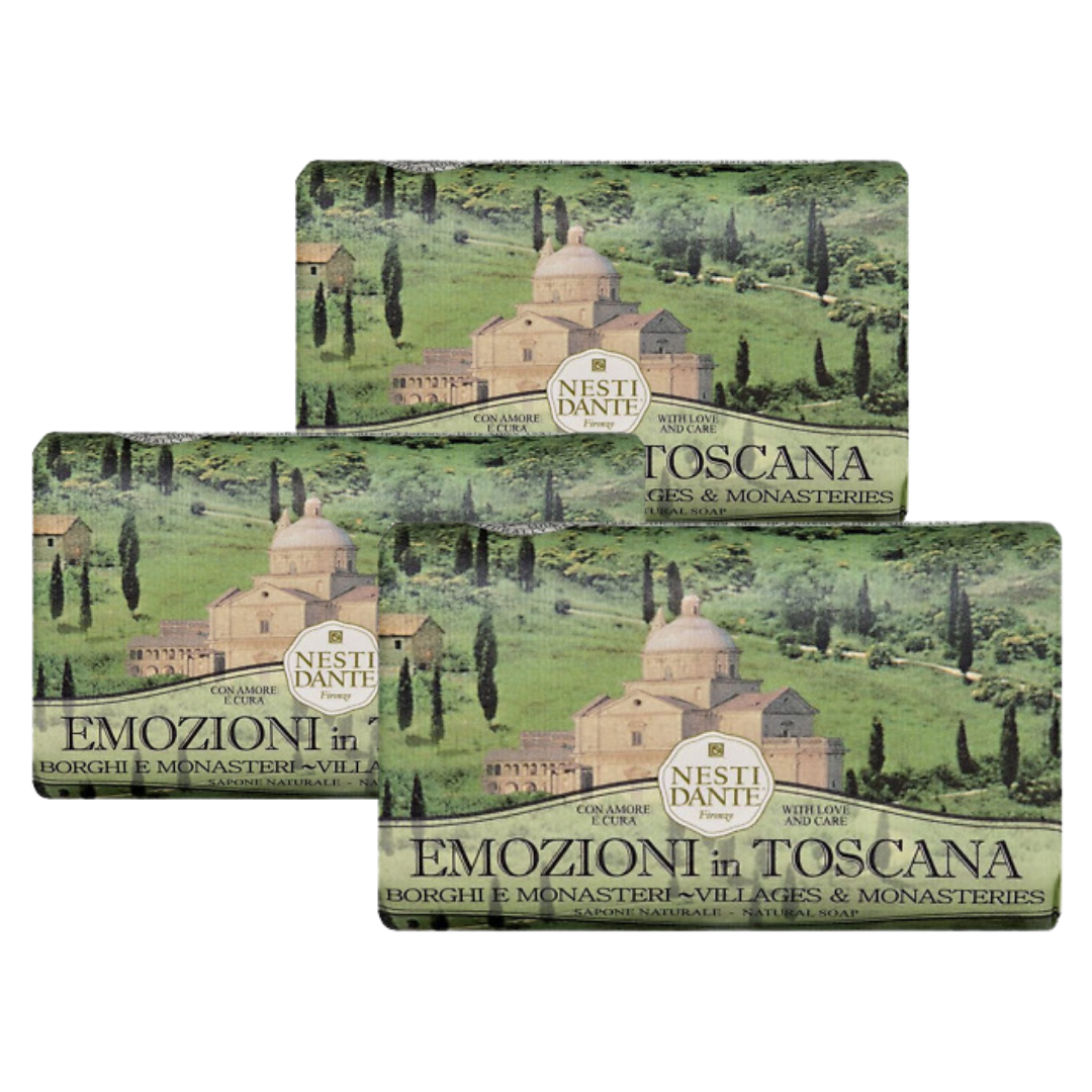 OFFERTA 3 SAPONETTE 150GR "EMOZIONI IN TOSCANA" BORGHI E MONASTERI