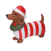 Cane resina bassotto con cappellino rosso 24,8x19,8x8,8cm Peraga Christmas