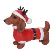 Cane Bassotto Resina Vestito Rosso 12x9,7x5cm Peraga Christmas