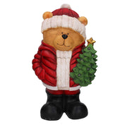 Orso in resina con giubbotto rosso con LED 35x66x33cm Peraga Christmas