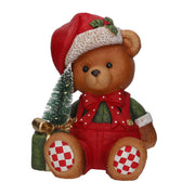 Orso resina con salopette rosso con led 29,8x24,4h37,7cm Peraga Christmas