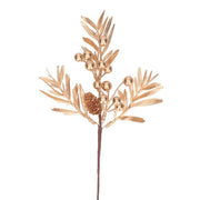 Pick plastica bacche e pigne oro 25cm Peraga Christmas