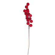 Ramo plastica bacche floccato rosso 88cm 0,083kg Peraga Christmas