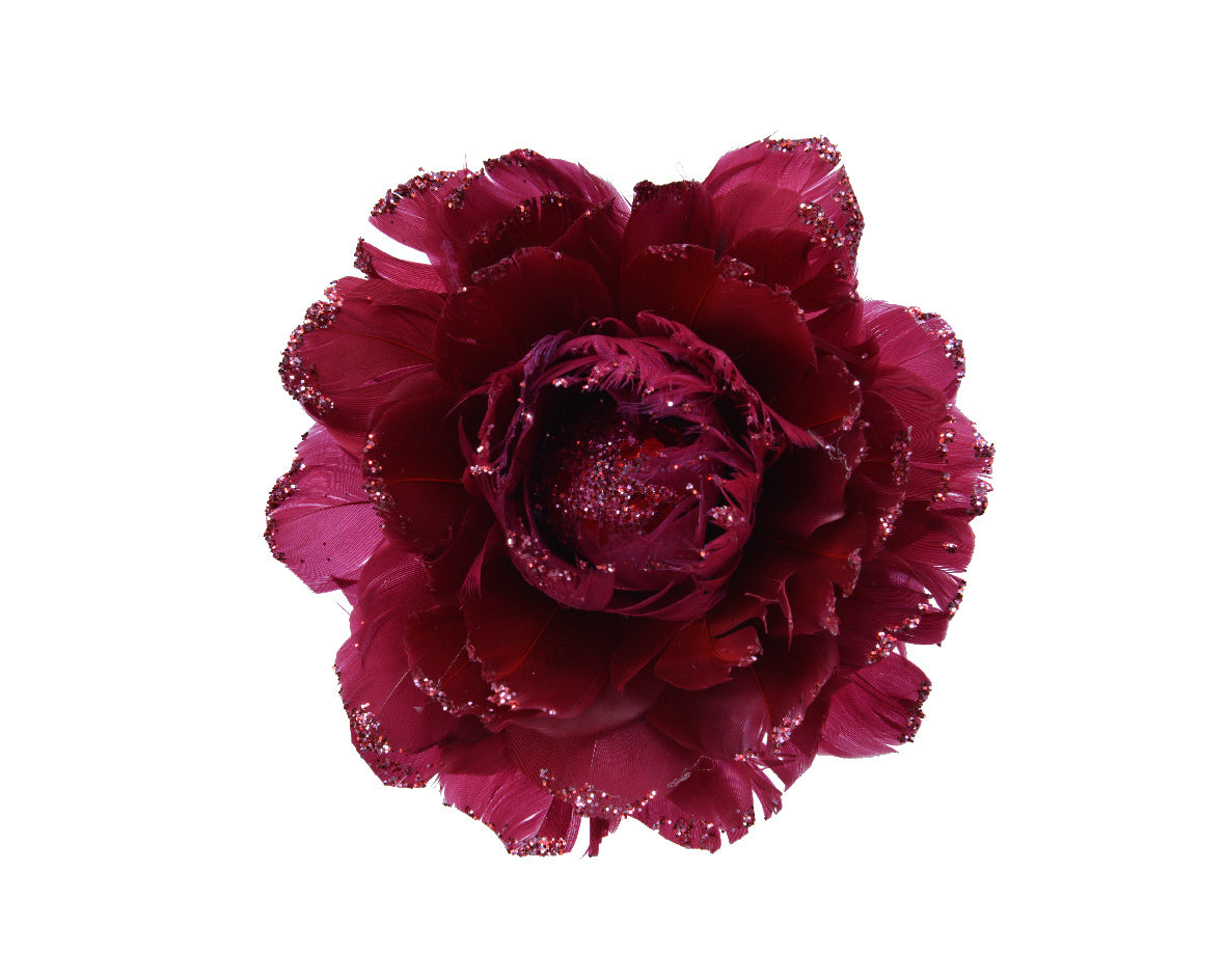 FIORE CON CLIP ROSSO SANGUE 11X5CM