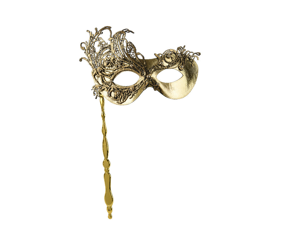 Maschera con Perle Oro H1cm Natalizia 18x13cm