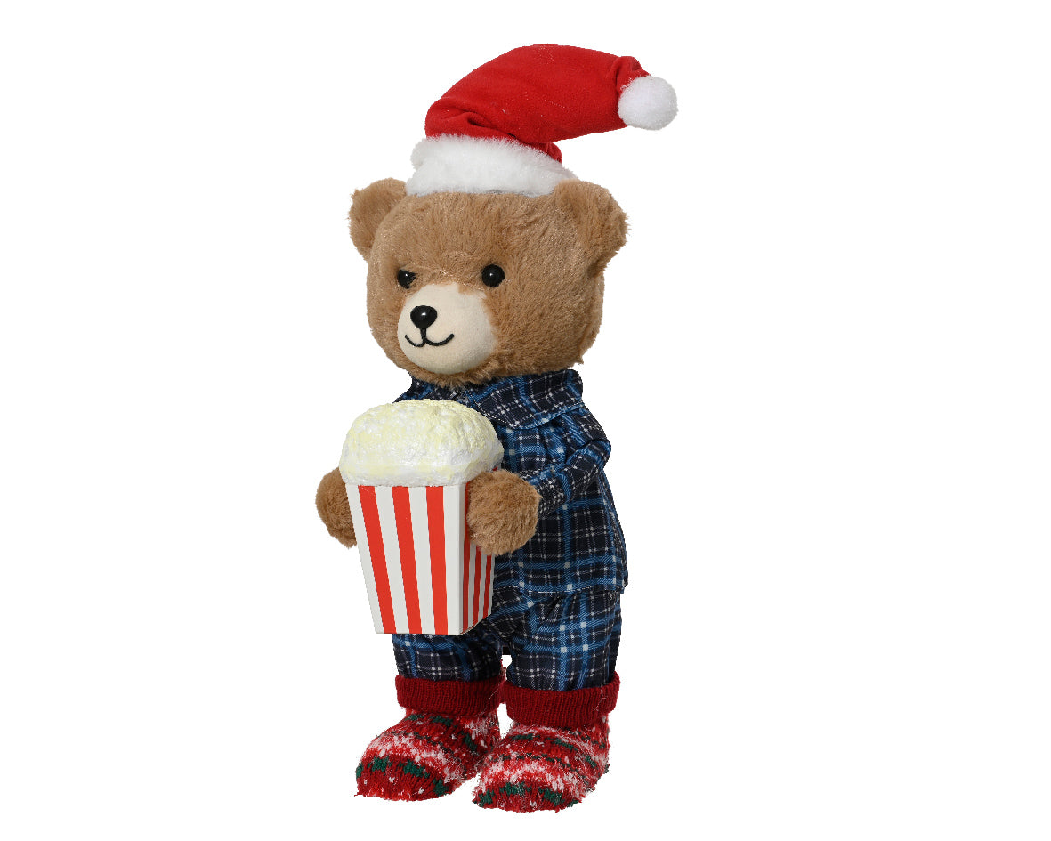 Orso circo natalizio con Popcorn H45cm